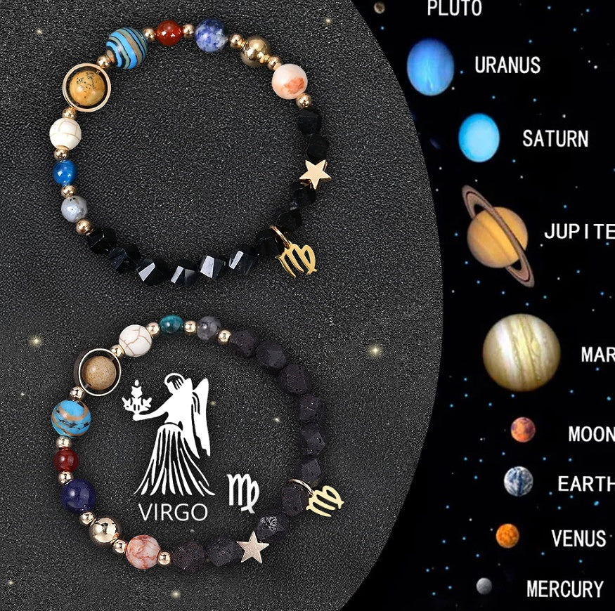 Twelve Zodiac Sign Beaded Bracelet Set