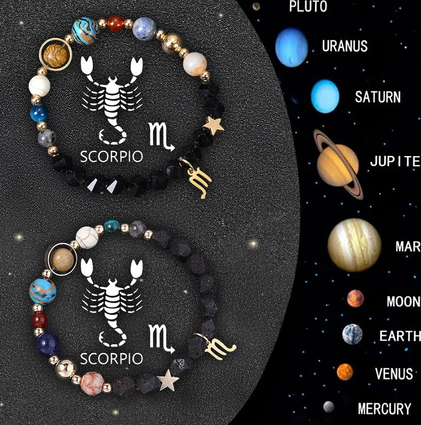 Twelve Zodiac Sign Beaded Bracelet Set