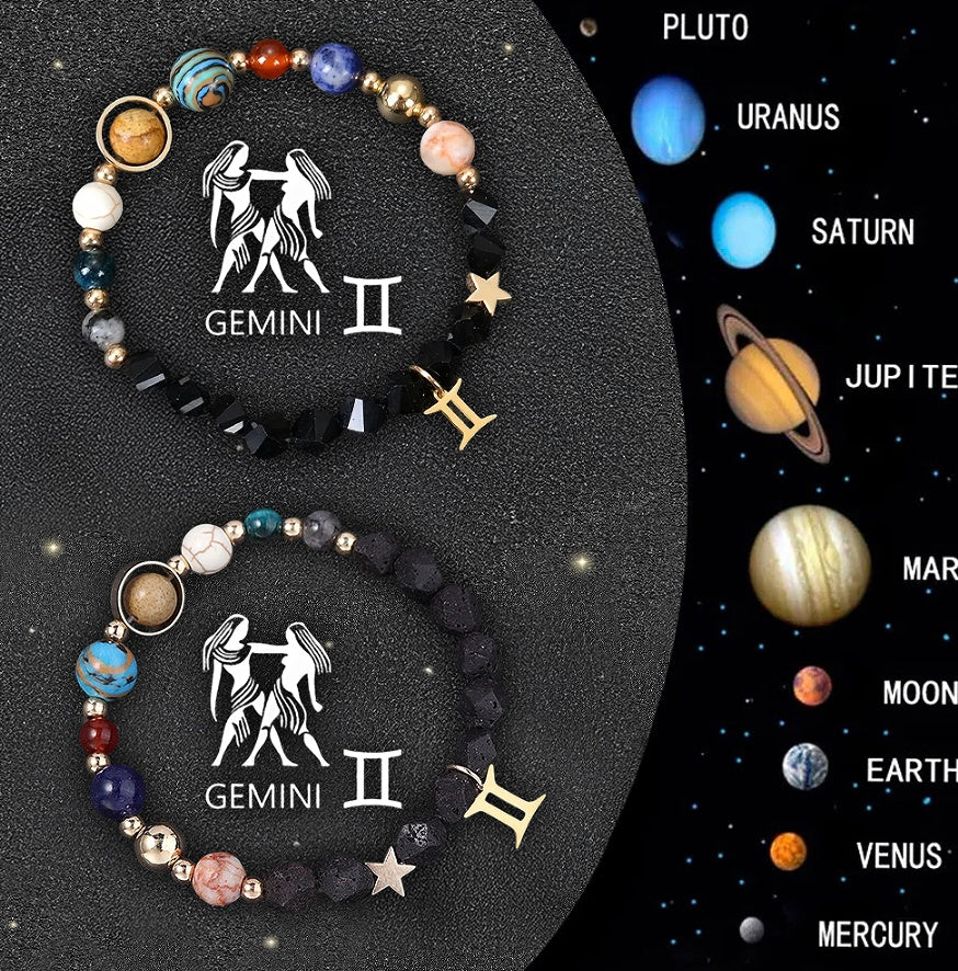 Twelve Zodiac Sign Beaded Bracelet Set