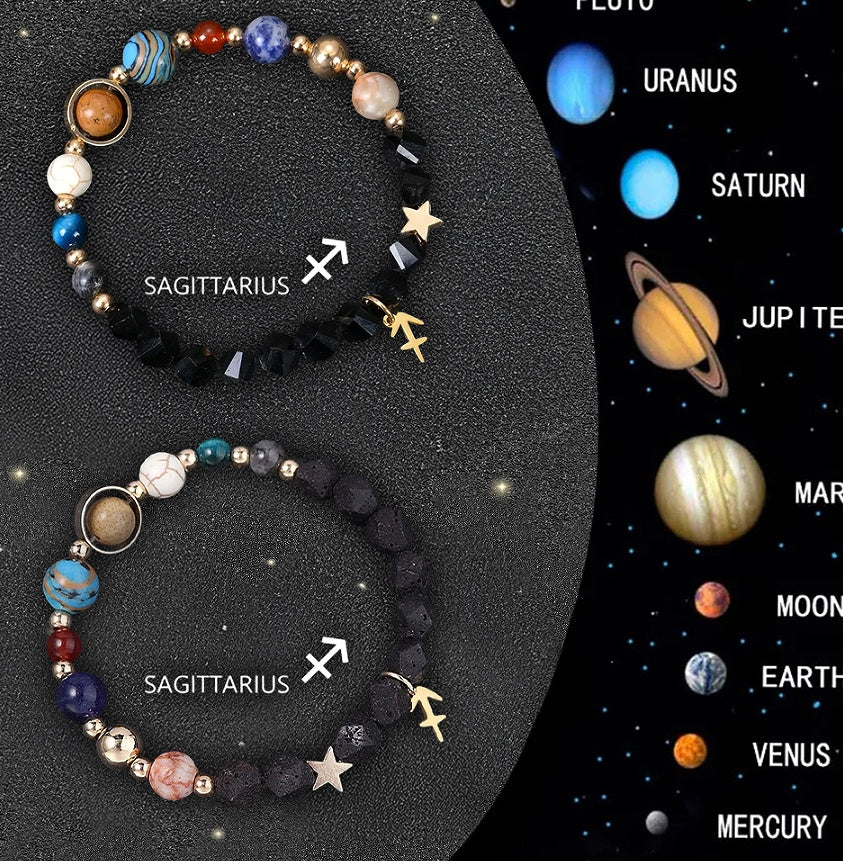 Twelve Zodiac Sign Beaded Bracelet Set