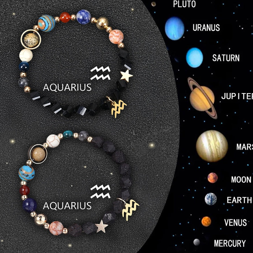 Twelve Zodiac Sign Beaded Bracelet Set