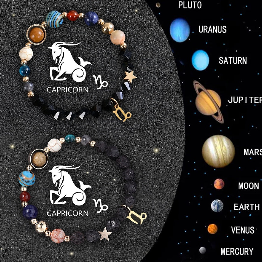 Twelve Zodiac Sign Beaded Bracelet Set