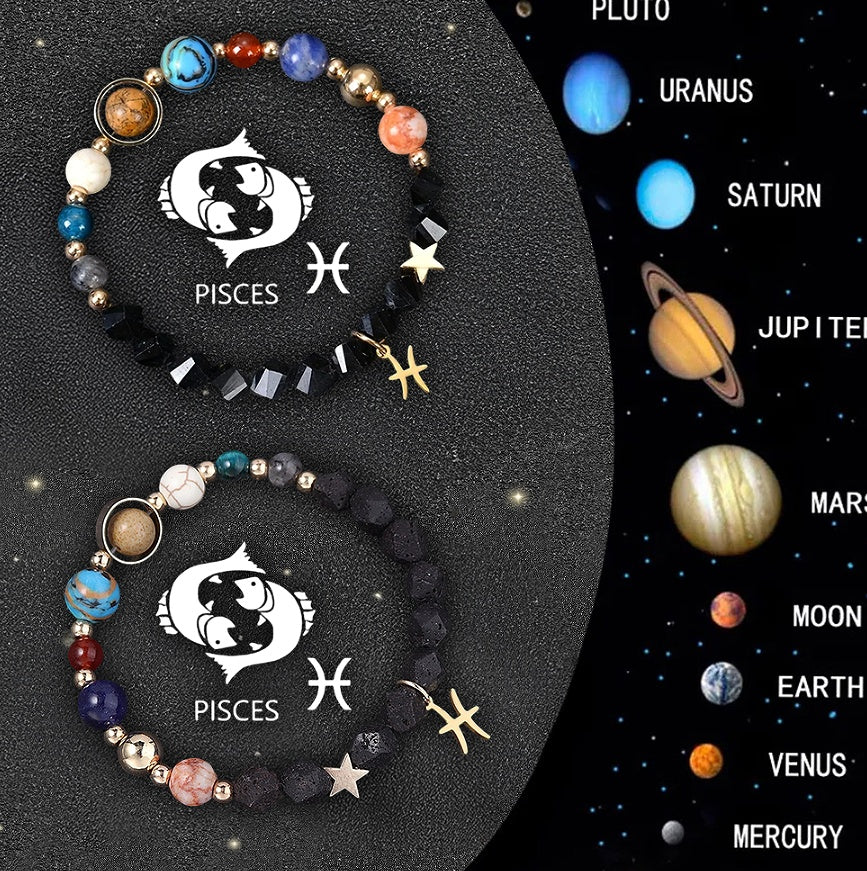 Twelve Zodiac Sign Beaded Bracelet Set